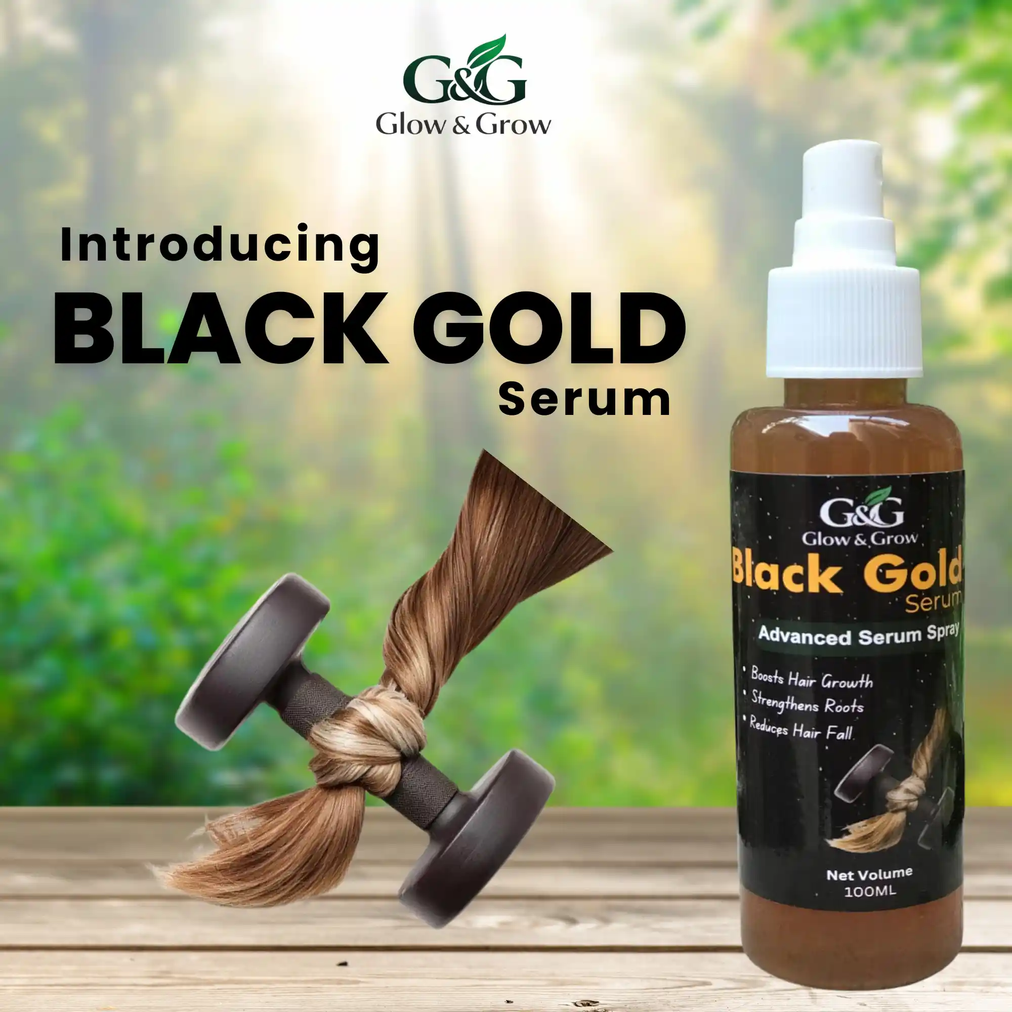 Black Gold Hair Growth Serum by Glow & Grow - Best Oil-Free Hair Spray in Pakistan
